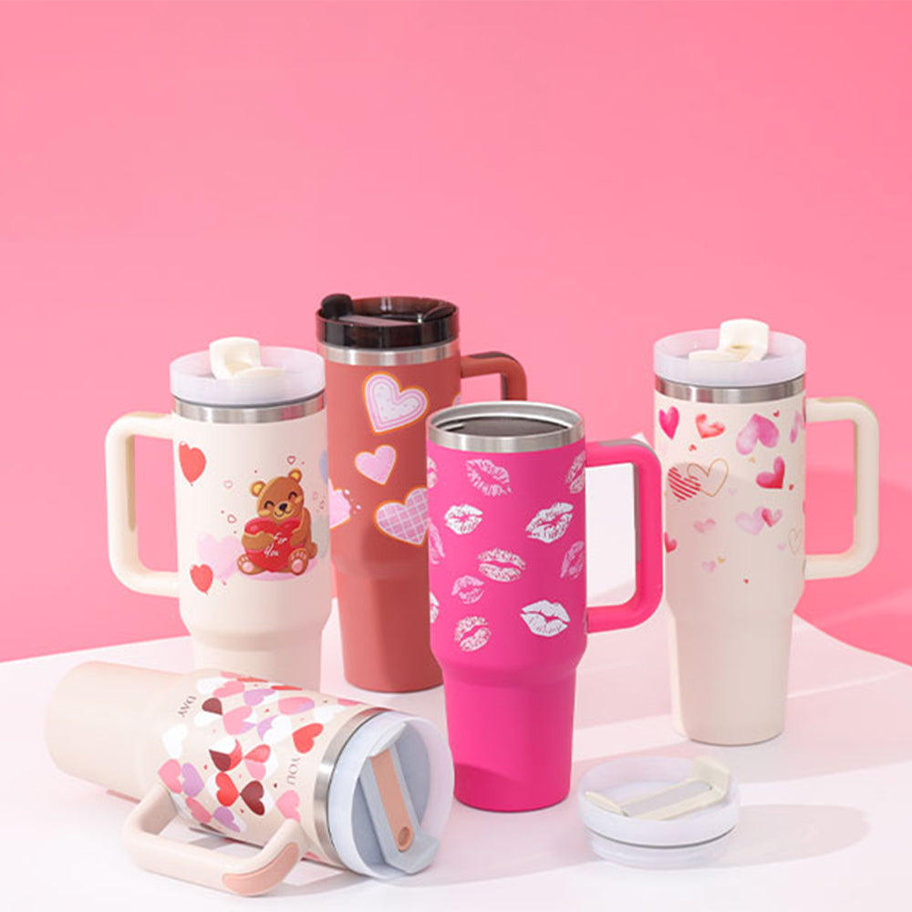 Tumbler da 40 oz con manico e cannuccia isolato termicamente